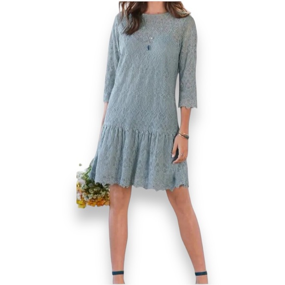 Sundance Catalog Blue Lace Windflower Whisper Dress Size Medium - Picture 1 of 11